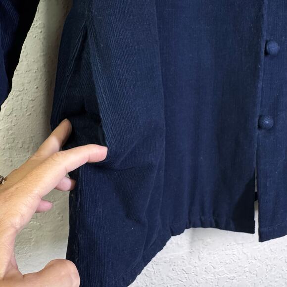 MADISON MATHEWS Jacket Medium Corduroy Quilted Mandarin Collar Loop Button - Picture 9 of 14